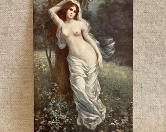 Vintage Salon de Paris Postcard - P. Duthoit -  L' Eveil (On the Alert) - #1015