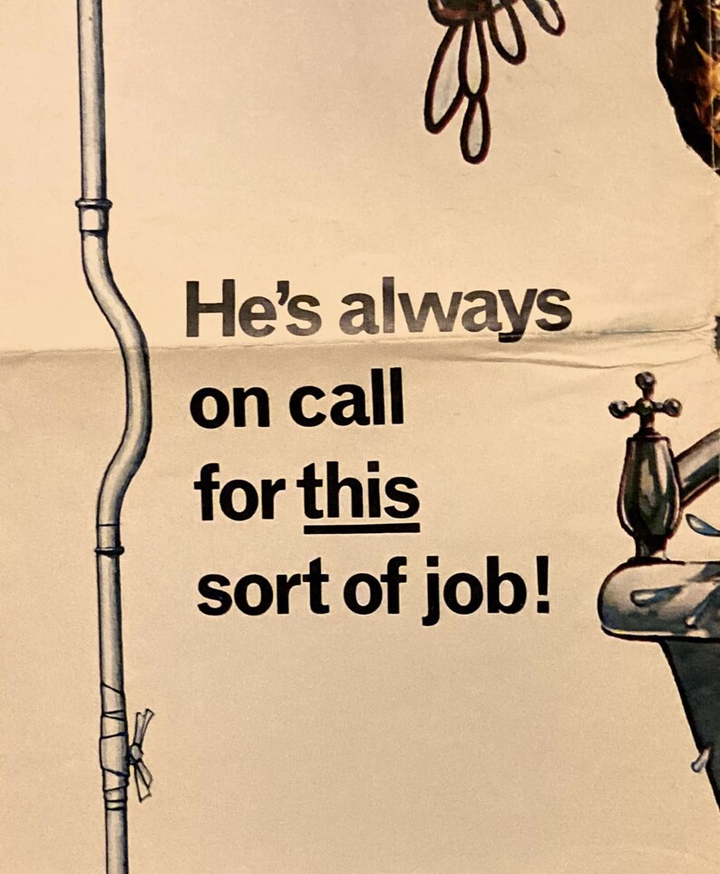 Adventures of a Plumber's Mate - Vintage Original Quad Film Poster image 4