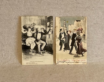 Two Vintage French Travel Postcards - ORIGINAL - Circa early 1900s