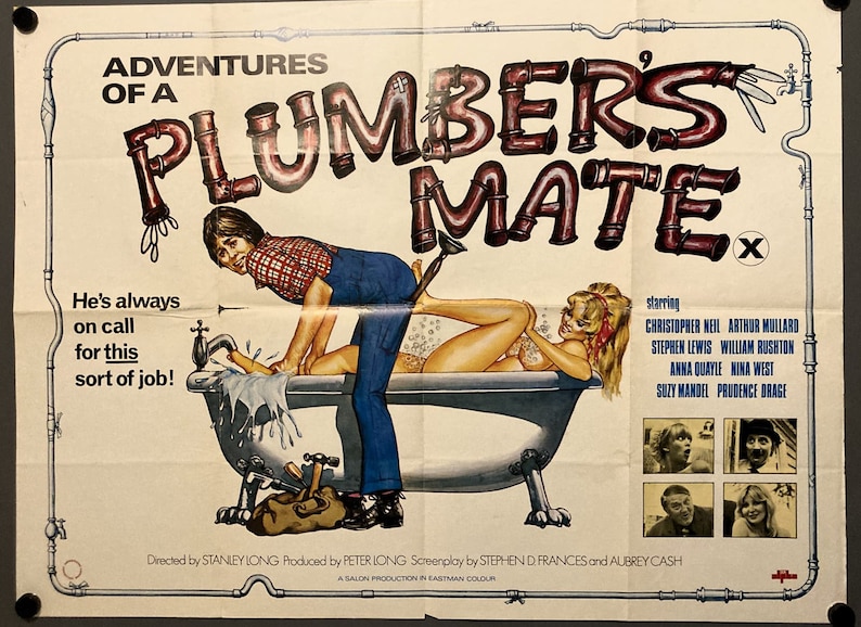 Adventures of a Plumber's Mate - Vintage Original Quad Film Poster image 1