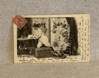 Vintage Risqué Parisian Photo Postcard - ORIGINAL - Circa early 1900s
