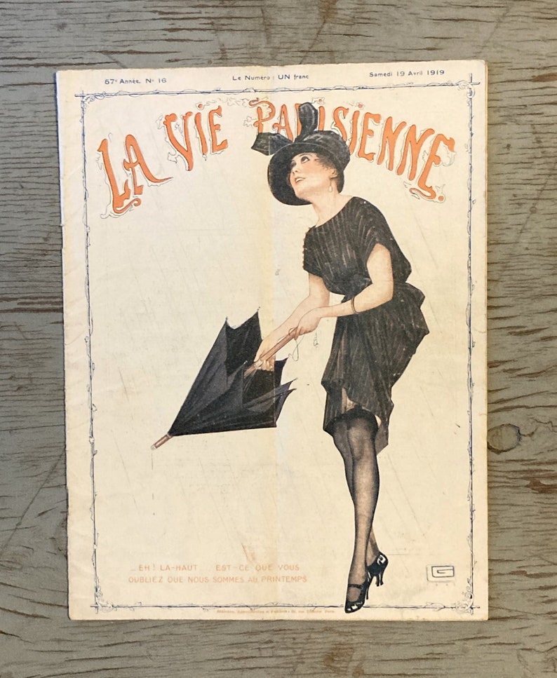 Revista Vintage La Vie Parisienne - Abril 1919 - 57 Annee, No. 16 imagen 1