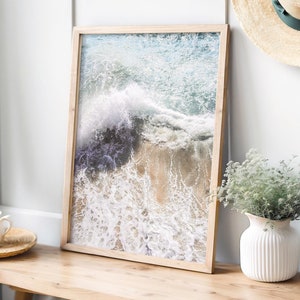 Neutral Beach Print, Coastal Wall Art, Wave Wall Art, Beachy Prints, Surf Poster, Summer Print, Aerial Beach Prints,