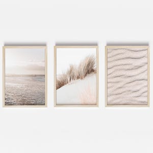 3 Piece Wall Art, Neutral Beach Wall Art, Coastal Print, Poster Beach Beige, Boho Decor, Beach Wall Art, Bedroom Print Set, Ocean Print,