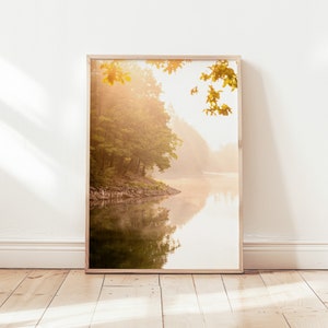 Sonnenaufgang am See Foto, Bilder Wohnzimmer, Flur Wanddeko, Dekorative Poster, Beruhigende Landschaftsfotografie, Natur Druck, See Poster