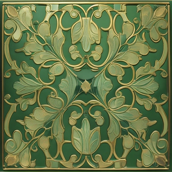 Art Nouveau Tile Designs - Green Theme
