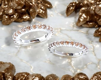 Champagne Gemstone Sterling Silver Eternity Band Ring