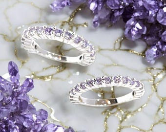 Lavender Gemstone Eternity Band Ring: Sterling Silver Anniversary Ring
