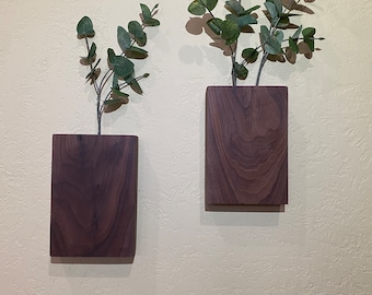 Walnut Wall Vase (set of 2)