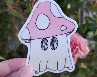 Mushroom Ghost Sticker, Waterproof Vinyl Decal