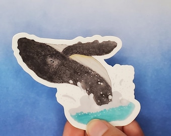 Blue Whale Sticker, Waterproof Vinyl Decal
