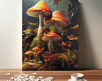 Zauberhaftes Pilz Puzzle - Flüsternder Wald - Herbstwald Puzzle - Magische Mykologie Abenteuer Puzzle (110, 252, 520, 1014 Teile)