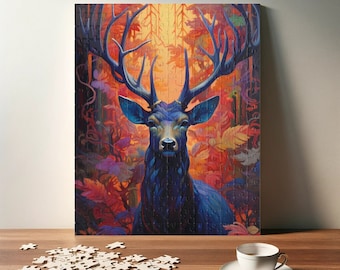 Forest Guardian Deer Puzzle - Majestic Autumn Stag Jigsaw - Perfect cadeau voor natuur- en hertenliefhebbers (110, 252, 520, 1014 stuks