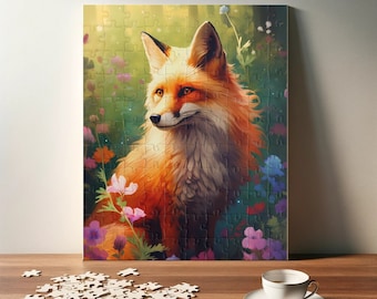 Charming Fox Puzzle - Floral Forest Jigsaw - Vibrant Nature Art - Animal Lover Gift - Garden Wildlife Puzzle (110, 252, 520, 1014 piece)