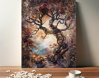 Baum Des Lebens Puzzle – 1000 Teile, 50x70 Cm, Buntes Kunstpuzzle, Mit Referenzposter