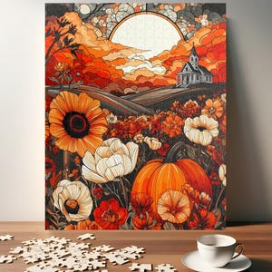 Stained Glass Haunted Mansion Puzzle - Spooky Victorian House Jigsaw - Gift for Horror Fans and Halloween Lovers (110, 252, 520, 1014 piece)