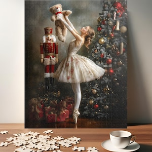 Rompecabezas navideño de ballet Cascanueces - Rompecabezas festivo de bailarina y decoración navideña - Regalo perfecto para amantes del ballet (110, 252, 520, 1014 piezas)