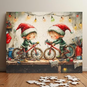 Christmas Elf Workshop Puzzle - Adorable Elves Crafting Jigsaw - Gift for Christmas and Puzzle Lovers (110, 252, 520, 1014 piece)