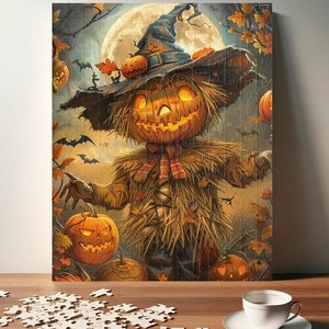 Jack-O&#39;-Lantern Scarecrow Puzzle - Halloween Pumpkins Jigsaw - Halloween Theme Game - Mind Exercise Hobby (110, 252, 520, 1014 piece)