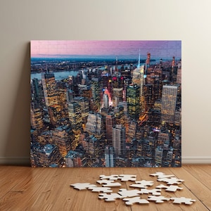 Puzzle z panoramą Nowego Jorku - Żywy widok z lotu ptaka - Idealny prezent dla miłośników podróży i architektury (110, 252, 520, 1014 elementów)