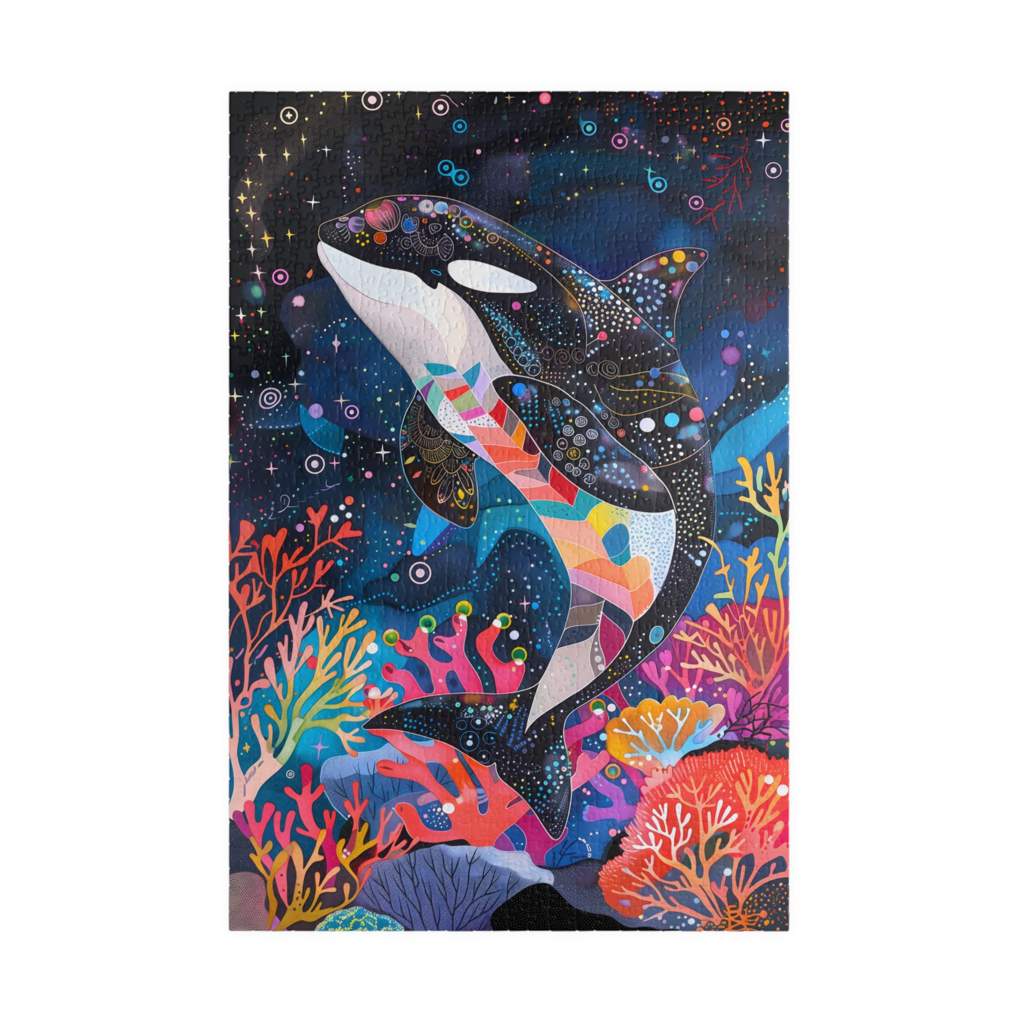 星空の夜のシャチパズル - 鮮やかな海中のシャチのジグソーパズル - 海