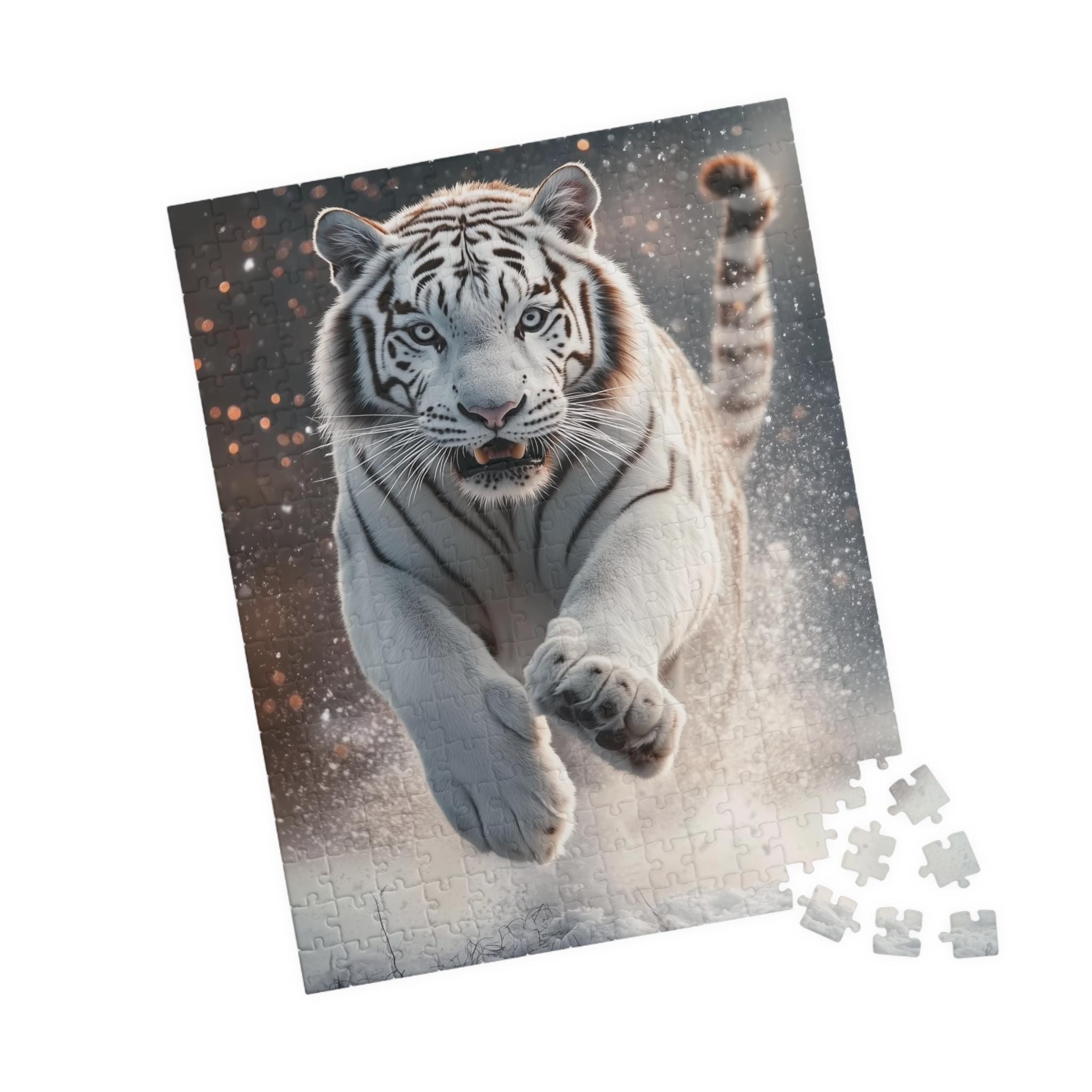 マジェスティックホワイトタイガーパズル - 激しいランニングシベリア