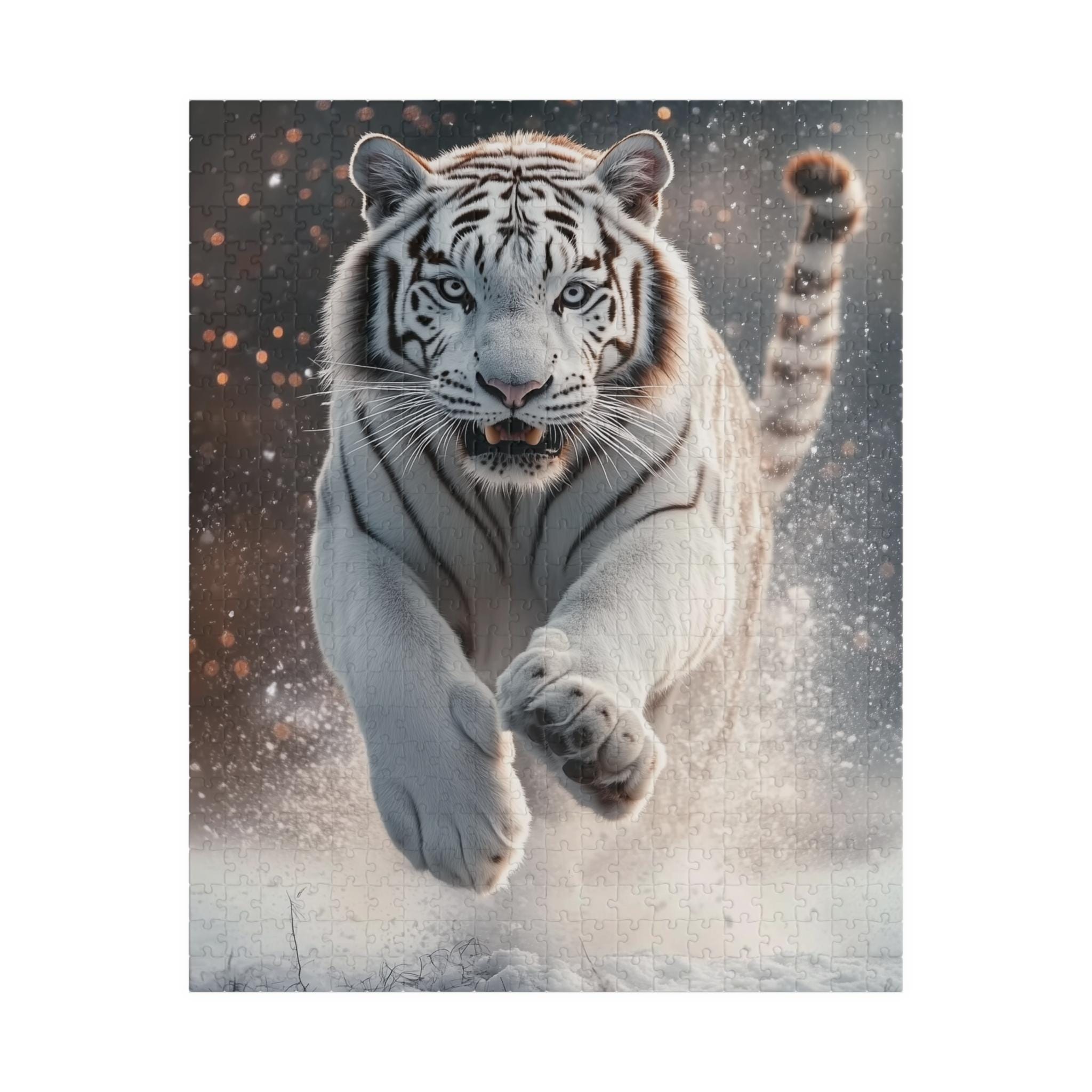 マジェスティックホワイトタイガーパズル - 激しいランニングシベリア