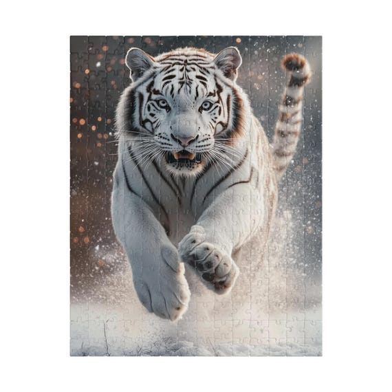 マジェスティックホワイトタイガーパズル - 激しいランニングシベリア