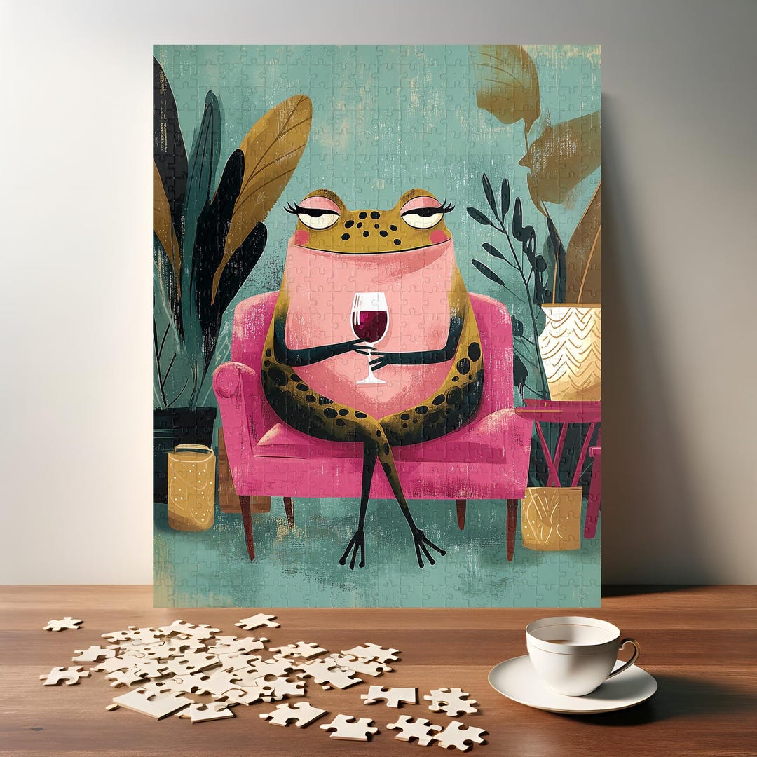 Frog Drinking Wine Puzzle - Mood : Relaxed but Observing the Drama ...