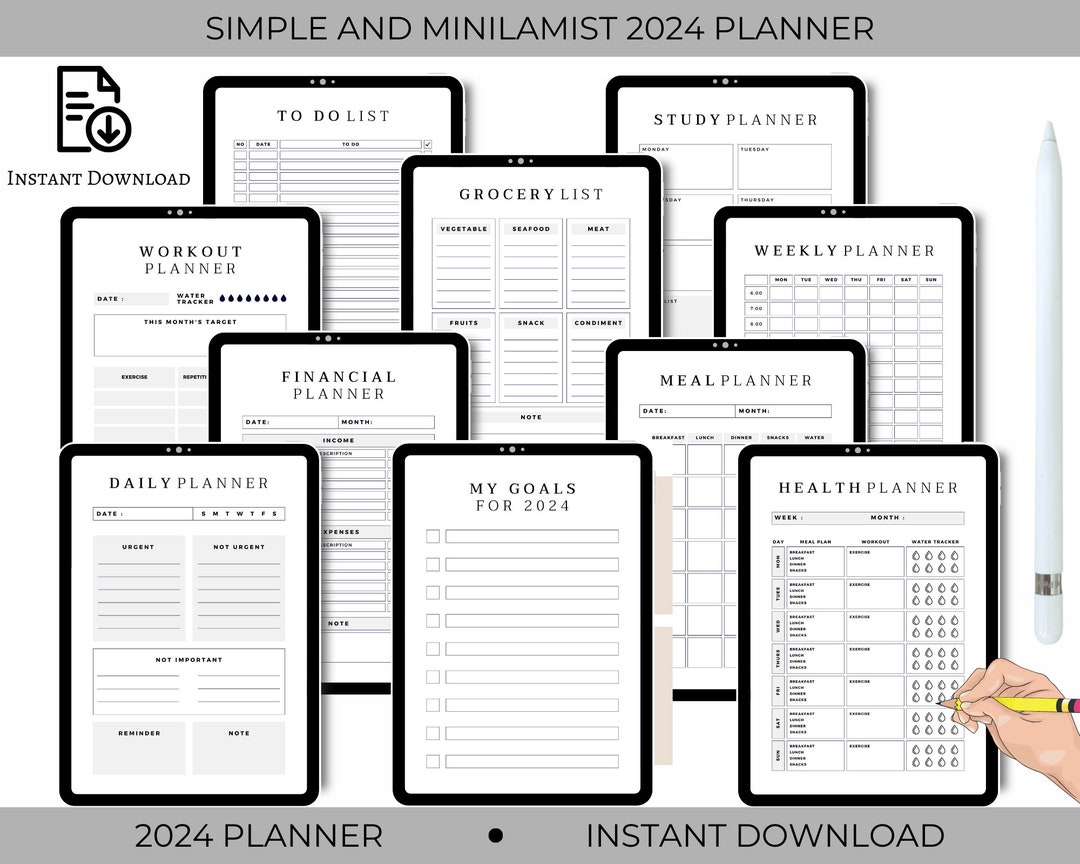 2024 Planner, DATED 2024 Printable Planner, Daily, Weekly, Monthly ...