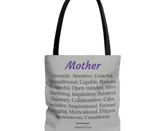 Tote Bag with Empowering Words for Mother, Best Women's Tote Bag Gift for Everyday Travel, Tote Carryall for Mom's Errands