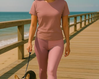 Leggings de licra rosa para mujer: una prenda cómoda diseñada para mujeres seguras y activas.