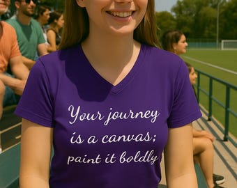 Dreams Bloom met kleurrijk Bella Canvas 3005 T-shirt met korte mouwen en V-hals