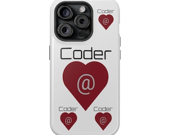 Coque iPhone 15 Pro, Coder at Heart, Coque de téléphone pour ingénieur logiciel, Coque iPhone 15 sincère conçue pour les développeurs qui aiment les iPhones