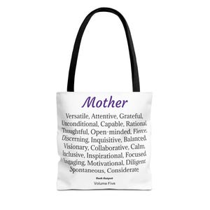 White Tote Bag with Inspiring Words for Mother, Best Women&#39;s Tote Bag Gift for Everyday Travel, Tote Carryall for Mama&#39;s Errands