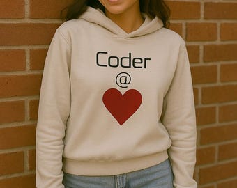 Sudadera con capucha con bajo ceñido con temática de "Codificadora de Corazón", sudadera con capucha para mujeres que programan, regalo para desarrolladoras, especialistas en TI o geeks.