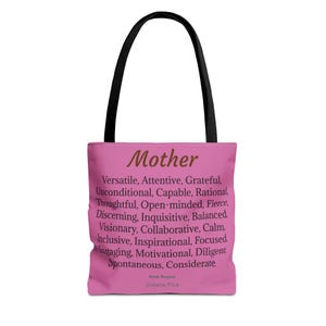 Rosa Einkaufstasche mit inspirierender Aussage für Mama, tolle Tragetasche für Mutter zu jedem Anlass, schöne Tasche für Mama, die jeden Tag zu tragen ist