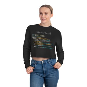 Leuk gepersonaliseerd cropped damessweatshirt met Java-codefragment, perfect IT-specialistcadeau, ideale softwareontwikkelaar of coder-sweatshirt