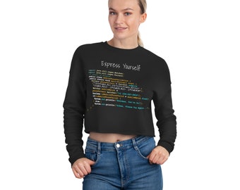 Fun Personalized Women's Cropped Sweatshirt with Java Code Snippet, Perfect IT Specialist Gift, Ideal Software Developer or Coder Sweatshirt