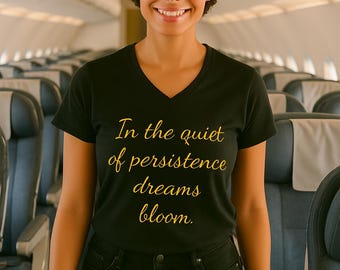 Dreams Bloom in Dark gekleurd Bella Canvas 3005 T-shirt met korte mouwen en v-hals, Motivational Spirit jersey T-shirt met v-hals