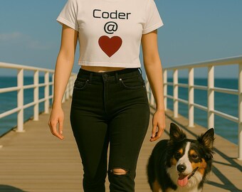 Camiseta corta con temática de programadora de corazón, para mujeres que programan, camiseta para desarrolladora con diseño de corazón, regalo para especialistas en TI o geeks.