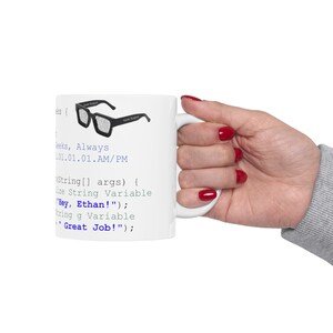 Geweldig werk Ethan thema keramische mok 11oz, upgrade hydratatie met een magnetron veilige mok, gecodeerd voor ontwikkelaars en software-ingenieurs