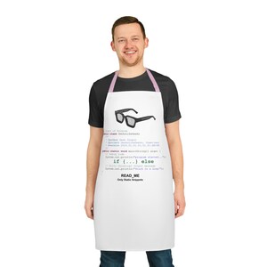Stylish Programmer's Apron Designed with Sample Debugging Code, a Coder's Companion when indulging in Culinary to help with Troubleshooting