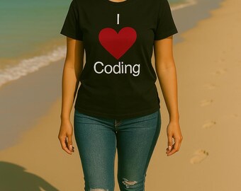 Camiseta unisex reciclada orgánica "Me encanta codificar", regalo para un programador que recorre el código línea por línea