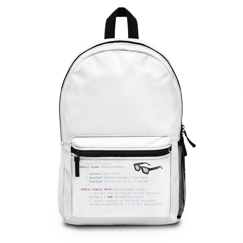 Programmeurrugzak met Java-codefragmentontwerp, perfect cadeau voor wandelen en brainstormen, koop het voor een codeerapparaat als laptopdraagtas afbeelding 1