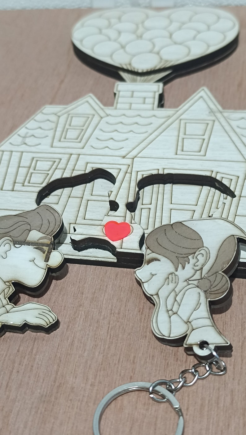 UP KEYCHAIN HOLDER, vector digital file for laser cutting image 3