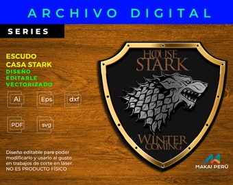 ESCUDO CASA STARK, archivo digital para corte láser