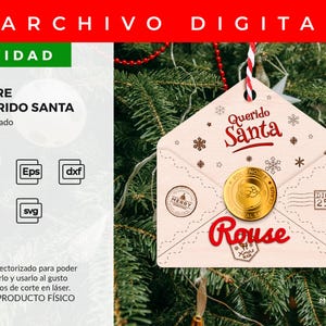 CARTA QUERIDO SANTA carta santa claus, papá noel, corte láser, archivo digital navidad