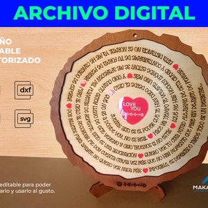 Spotify-sångboksram, digital fil för laserskärning, kärleksram