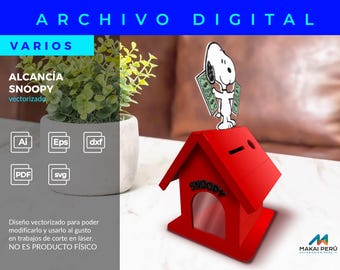 Laser-cut piggy bank, Snoopy digital file